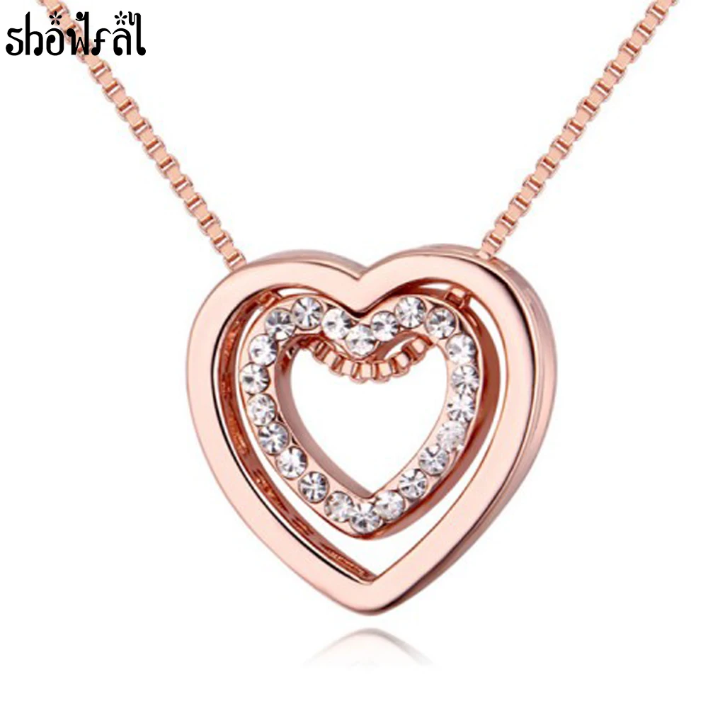 Crystals From Swarovski Hollow Out Love Heart Necklaces Pendants Bijoux ...