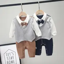 newborn baby boy clothes sping and autumn Gentleman style baby romper long sleeve cotton rompers kids infants costume