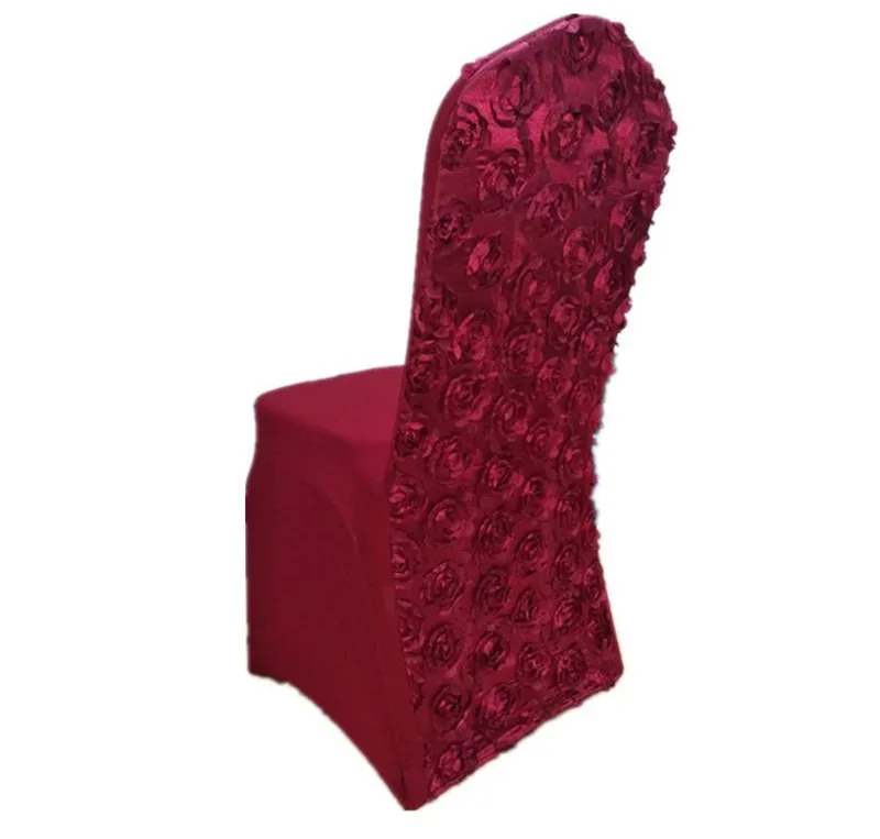 100 шт. спандекс розы, для свадебной церемонии чехлы на стулья лайкра стрейч на стул чехлы с атласные розы на спине для Hotel событие - Цвет: Burgundy