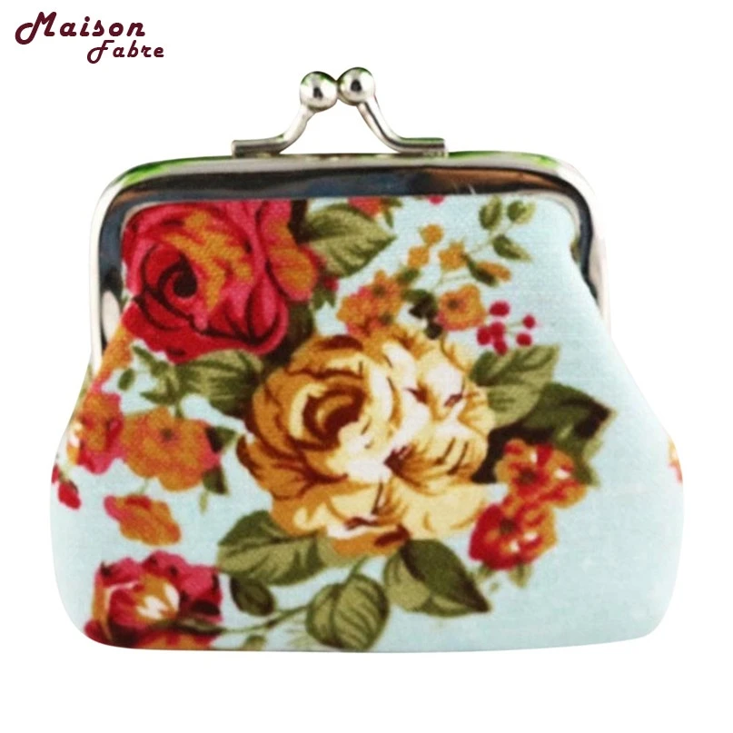 

Maison Fabre Coin Purse Woman Lady Retro Vintage Flower Small Coin Purse Wallet Hasp Purse Clutch Bag