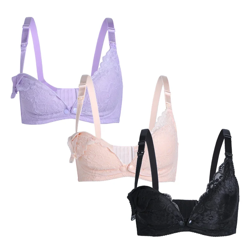 

3Pack Breastfeeding Underwear Lace Black Maternity Nursing Bra For pregnant women Pregnancy underwear Feeding Bra clothing Cup D