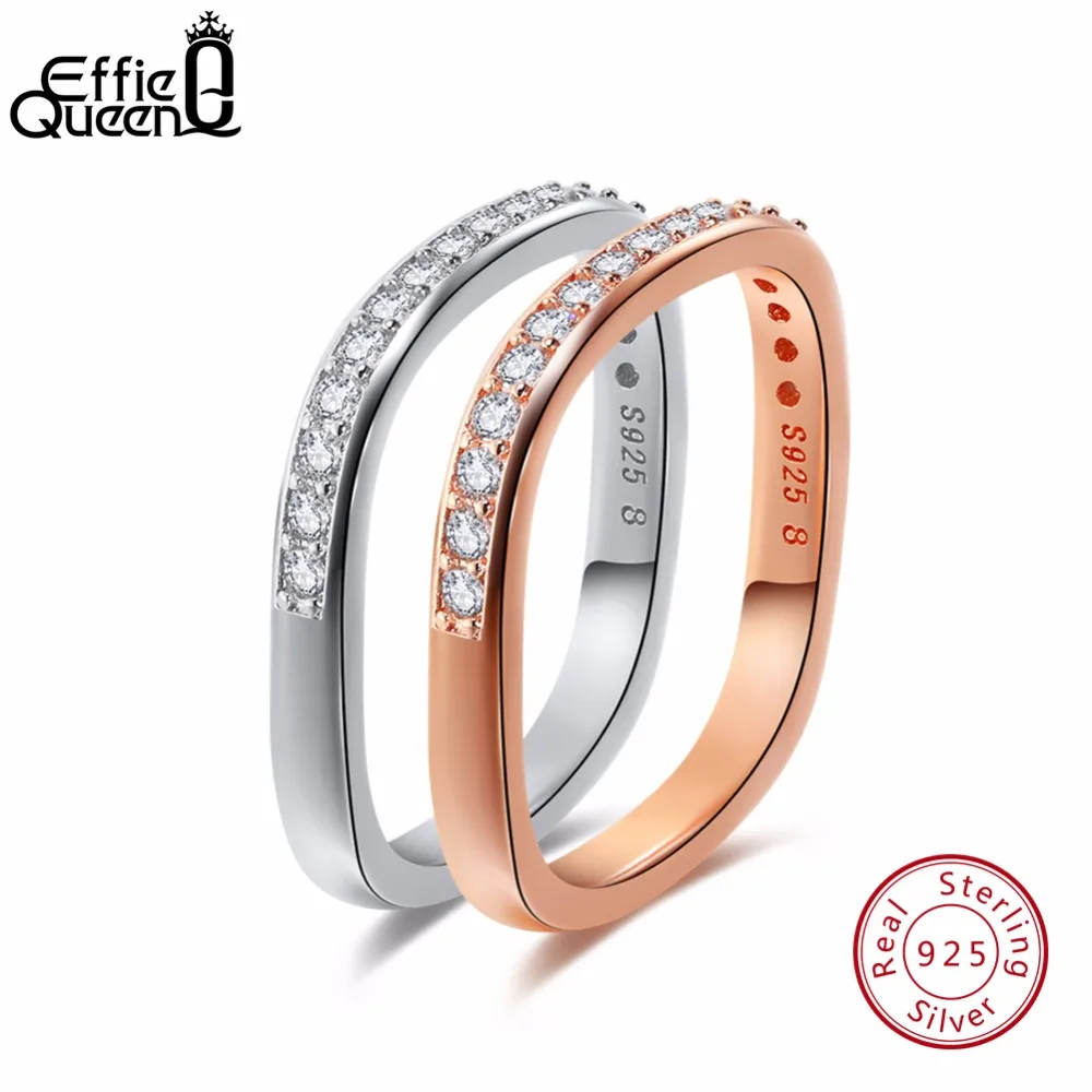 

Effie Queen 100% 925 Sterling Silver Female Jewelry Rose Gold Color Finger Ring For Women Wedding New Collection Party Gift BR50