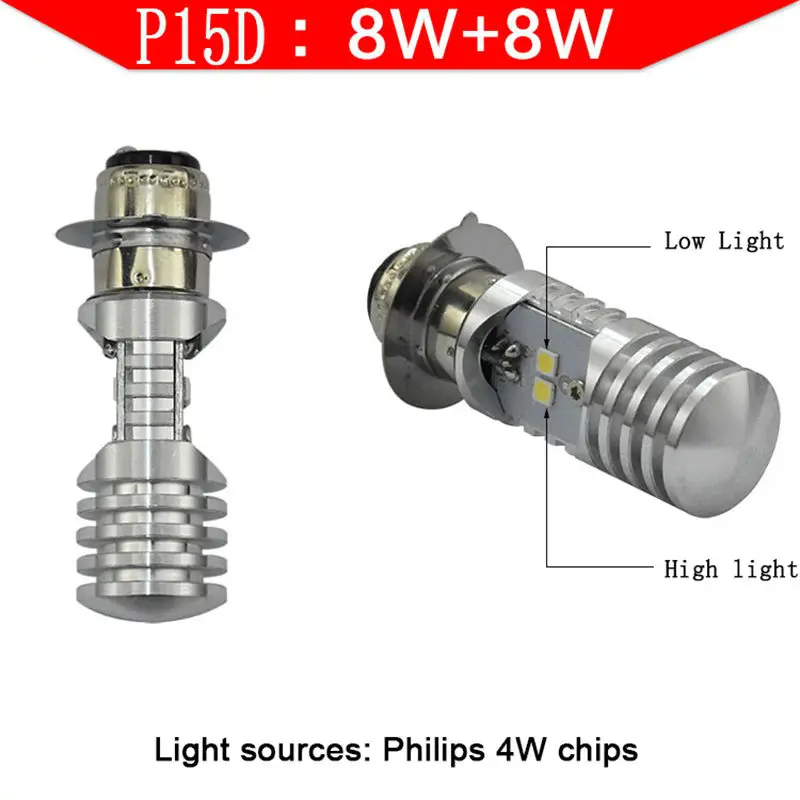Led Motorcycle Headlight Bulbs Led 8W p15d high low HL Lamp Scooter ATV Moto Accessories Fog Lights For Suzuki (2)