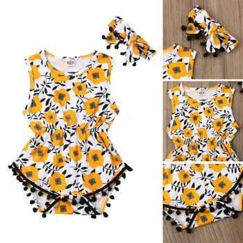 

0-24 months 2019 Baby Girl Clothes Infant Floral Sassy Romper Bodysuit Jumpsuit Sleeveless Outfits Clothes Summer