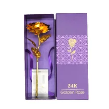 

New Household Valentine's Day Gifts Gold Roses With Pedestal 24K Gold Plated Rose Flower Romantic for Lover Girl Friend