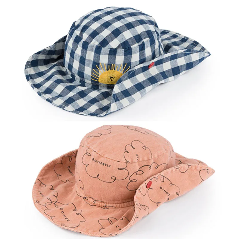 BBK Pre-sale bobo choses Kids Soft Cotton Sun Cap Summer Outdoor Breathable Hats Baby girls&boys beach Sun hat suit for 1-7Y C*