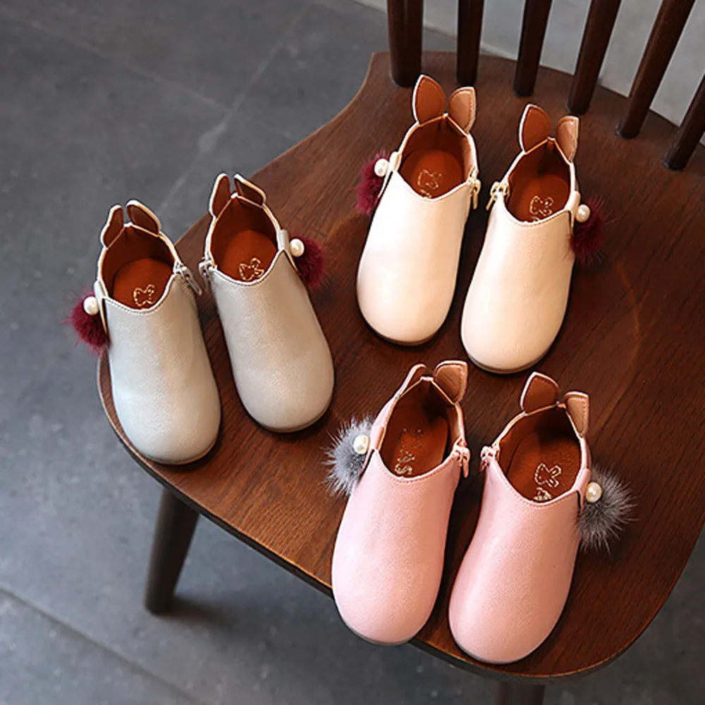 

Children's shoes Boots snowshoes PU sneakers Children's Spring Autumn shoes Cute Rabbit Ears Ball Sneaker Boots Zipper Casual