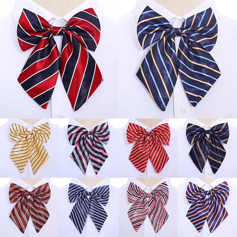 

1PC bow silk Korean bow tie student hotel flight attendant professional collar flower retro neckline design women's accessories