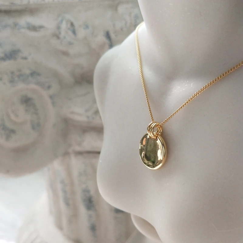 LouLeur 925 пробы серебристый неправильной формы ожерелье Простой Модный золотой неровный круг Подвески ожерелье для женщин талисманы ювелирные изделия