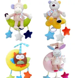 Детские погремушки животных Подвеска плюшевая кукла для коляски с колоколом погремушки для 0-12 месяцев