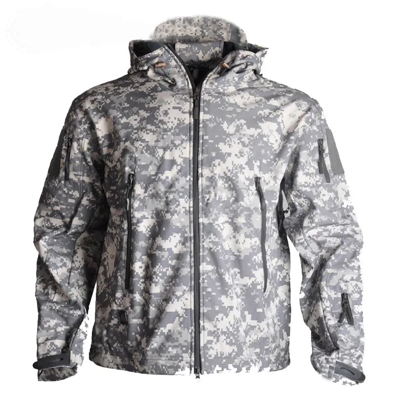 Esporte ao ar Roupas de Caça Militar à Prova Cabolsas com Capuz para Acampamento Livre Softshell Tático Jaqueta Masculina Camuflagem Dmilitary Água Caminhadas Tad 18 High Quality Esporte e Lazer