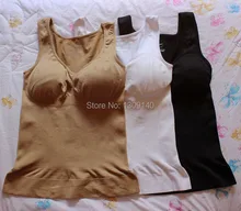 100pcs/lot ( black/white/ nude) Cami shaper by Genie with Removable Pads with good elastic plus size XXL for women free ship