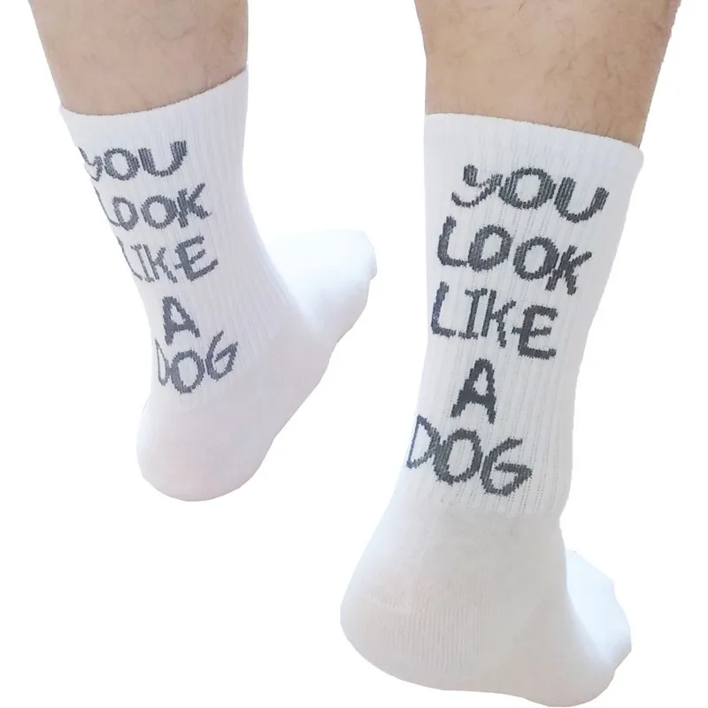 

10Pairs europe United States of new socks man English you looks like a dog their lovers men and women cotton socks
