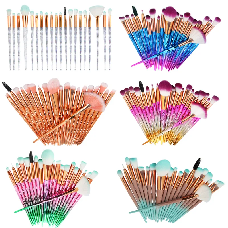 

20Pcs Diamond Makeup Brushes Set Powder Foundation Blush Blending Eye shadow Lip Cosmetic Beauty Make Up Brush dfdf