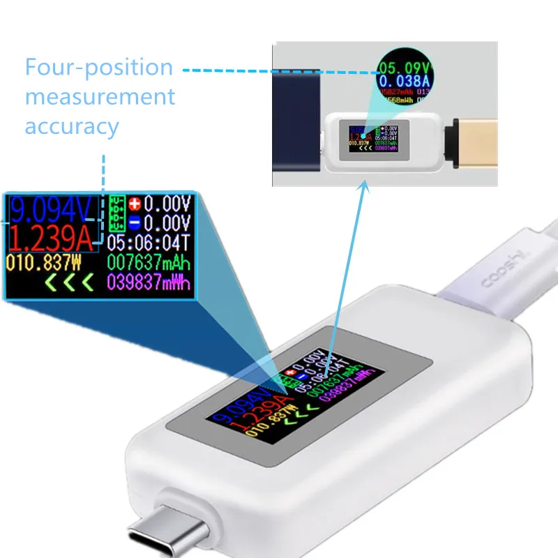 

USB-тестер с цветным дисплеем, 0-5 А, 4-30 в