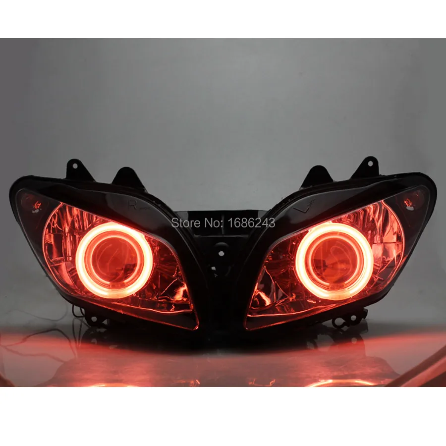 1 полный комплект HID проектор фары в сборе подходит для Yamaha YZF R1 2002-2003 белый угол красный демон глаза на заказ