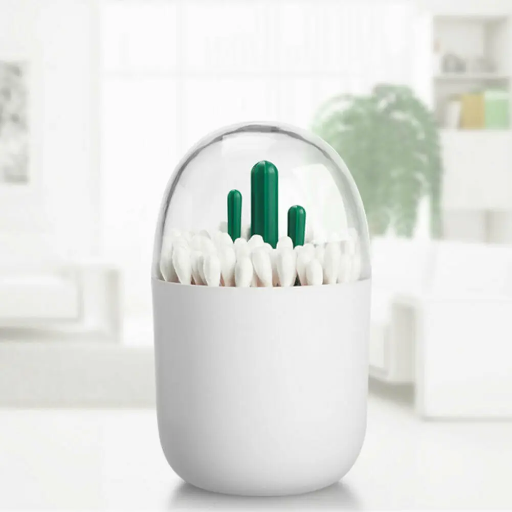 

Clear Plastic Cosmetic Makeup Acrylic Storage Box Round Q-tip Cotton Swab Acryli