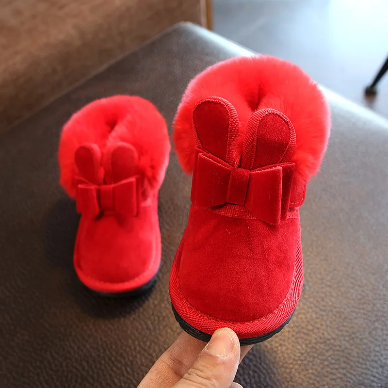 

2019 winter new children's snow boots girls plus velvet princess boots little girls warm cotton shoes baby casual toddler shoes