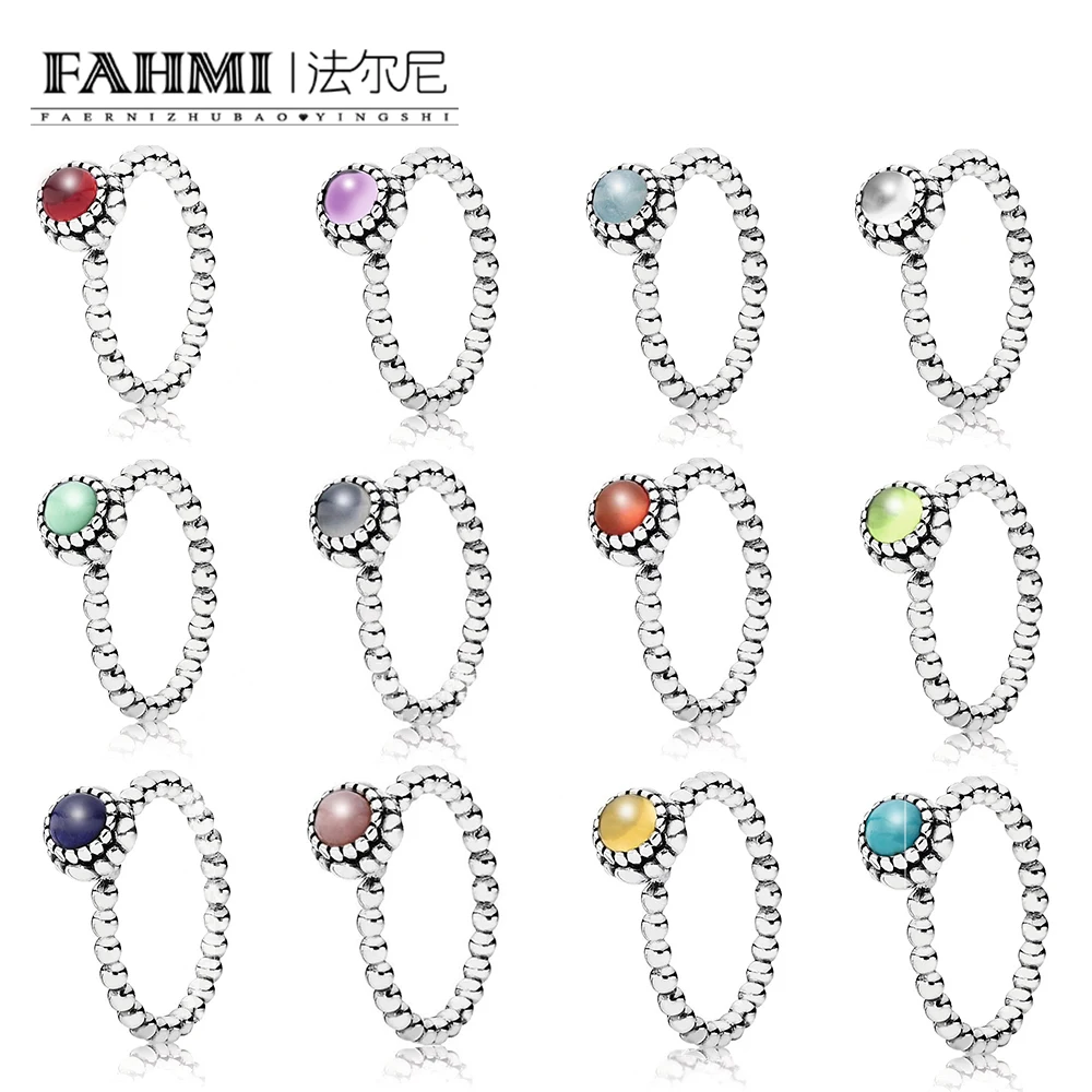 

FAHMI 100% 925 Sterling Silver New 1:1 December Birthstone Ring Turquoise Pink Peridot Grey Gernet Citrine Multi-Color Choice