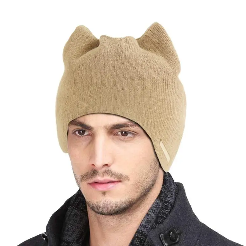 Lovely Winter 3D Cat Ears Beanies Cap Women Men Unisex Warm Hat Cat