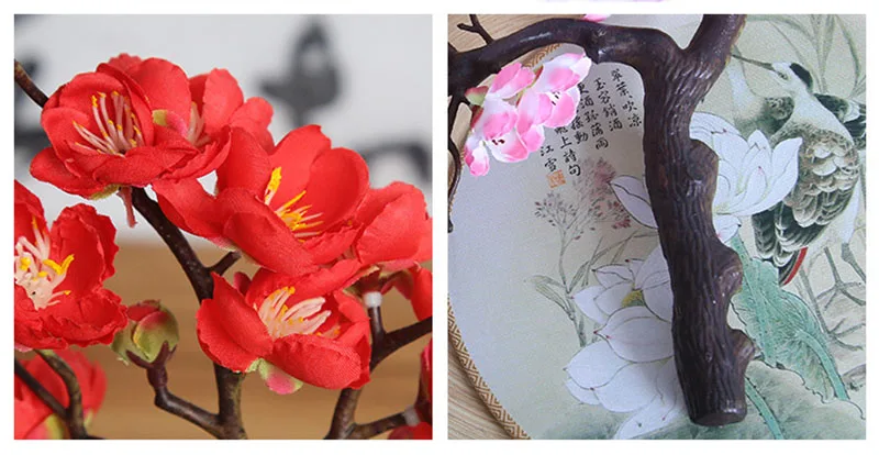 Flone Artificial Plum Blossom Silk Plant Flower Branch Fake Flowers Wedding Home Offic Garden Craft Decoration Supplies (12)