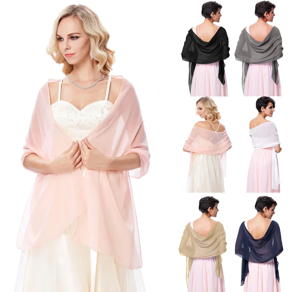 Женское прозрачное шифоновое свадебное вечернее платье Шарф мягкая шаль накидка