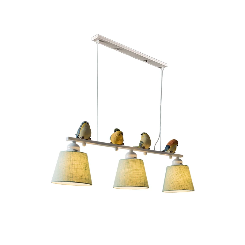

Fabric shade Resin tit birds pendant lights,110v 220v 3 LT UV Restaurant light Studio lamp Nordic style brief lighting
