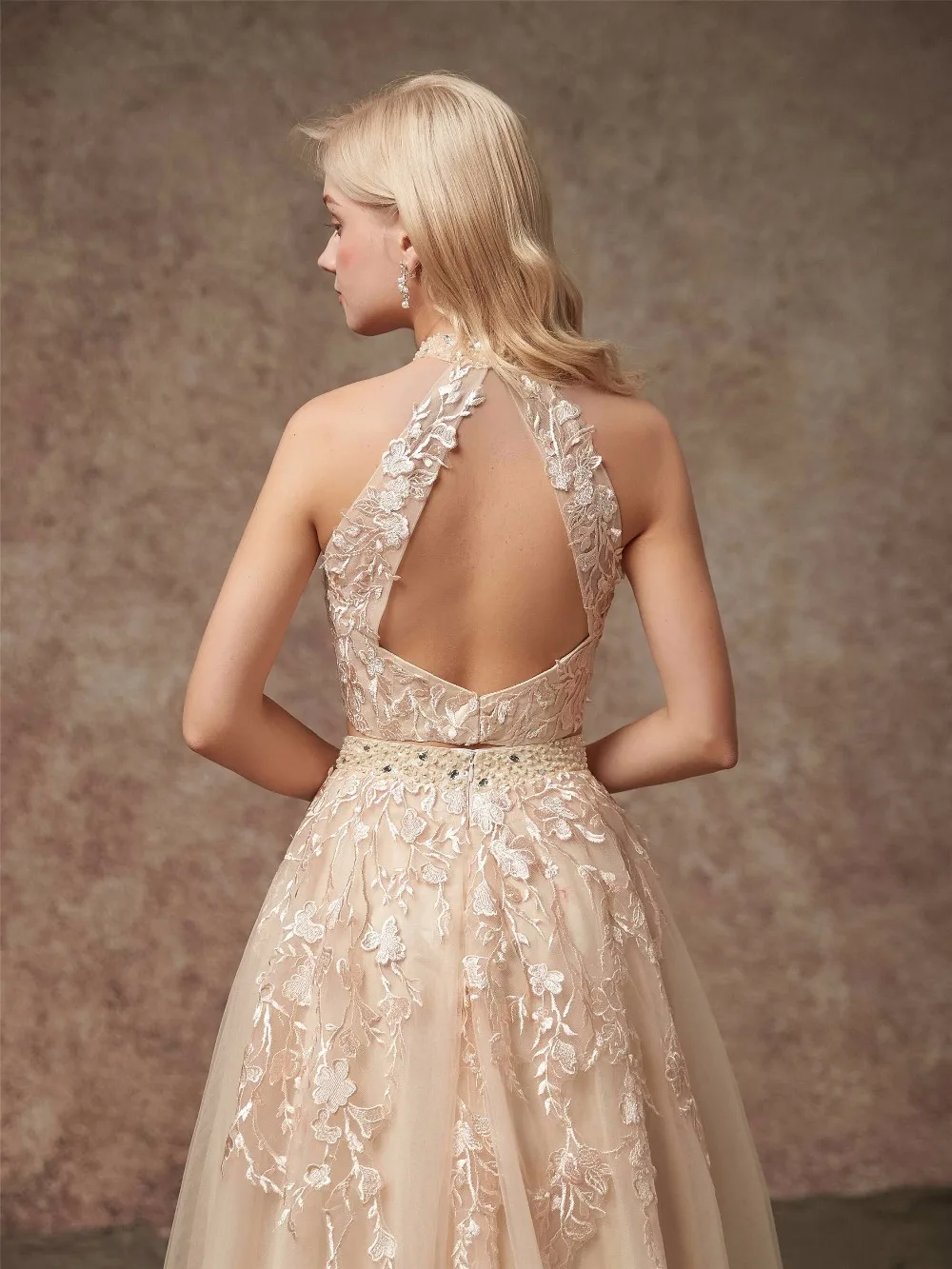 Two Pieces Evening Dresses Long Tulle Appliqued Dresses Bling Evening Gowns Prom Party Gowns Crystal Floor Length Two Pieces Evening Dresses Long Tulle Appliqued Dresses Bling Evening Gowns Prom Party Gowns Crystal Floor Length