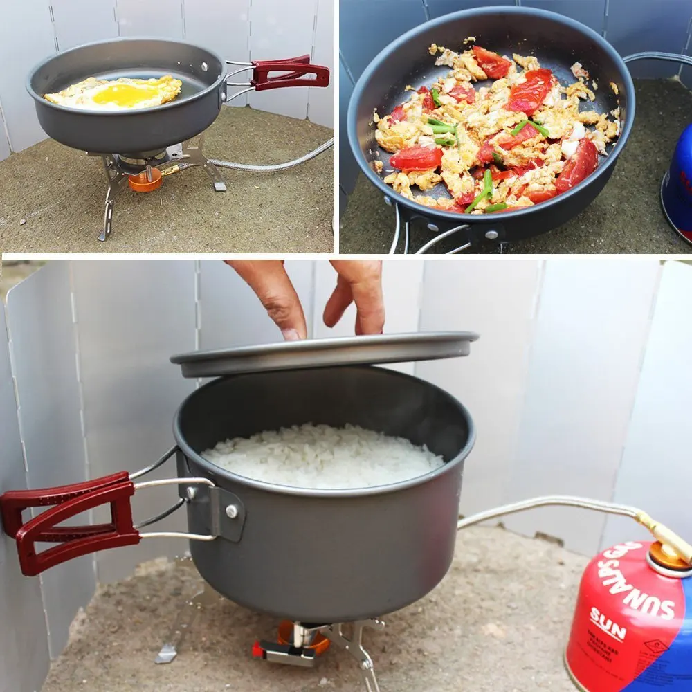 

14 Pieces Camping Cookware Set Pot Portable Aluminium Outdoor Non-stick Cooking Kit Picnic Pan For Backpacking Hiking Trekking