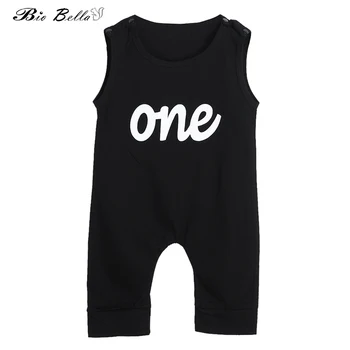 

Baby Romper Infant Toddler Kids Letter Print Black Sleeveless Summer Rompers Jumpsuit Outfits Newborn Baby Clothing 3-12M