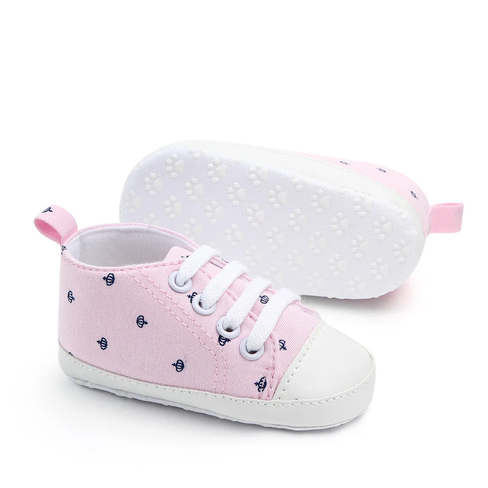 AiKway Baby Shoes First Walkers Boy Girl Canvas Newborn Baby Casual Shoes Soft Bottom Crown Infant Toddler Shoes