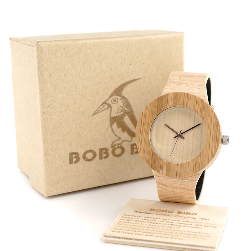 2017 Luxury BOBO BIRD Wood Watches Genuine Leather Band Wooden Watch for Men and Women Bracelet Wood Wristwatches Gifts C-H11