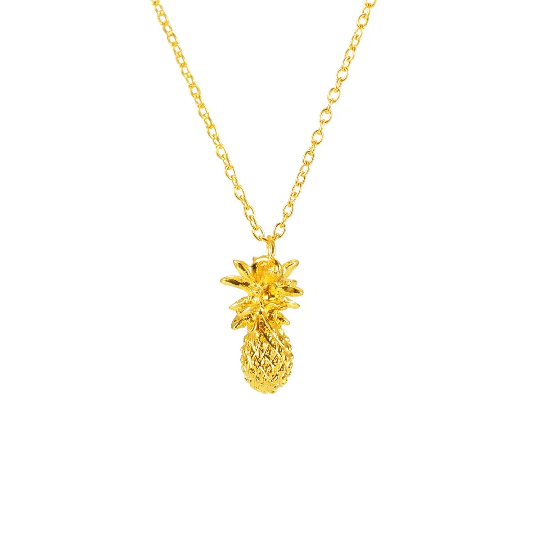 New Trendy Gold Silver Plated Long Chain Fashion Lovely Pineapple Pendant Necklace Summer Fruit Charms Jewelry Gifts For Women