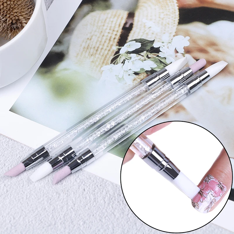 

1Pc Dual-ended Quartz Nail Cuticle Remover Pen 16cm Silicon Nail Stickers Press Scrape Rhinestone Handle Manicure Nail Art Tool