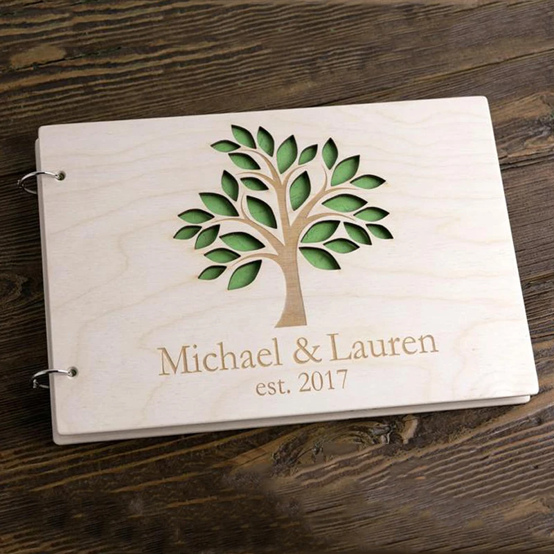 Green Tree Guest Book Wedding, Family Tree Guest Book, Personalized Wooden wedding gifts for guests,Anniversary gifts