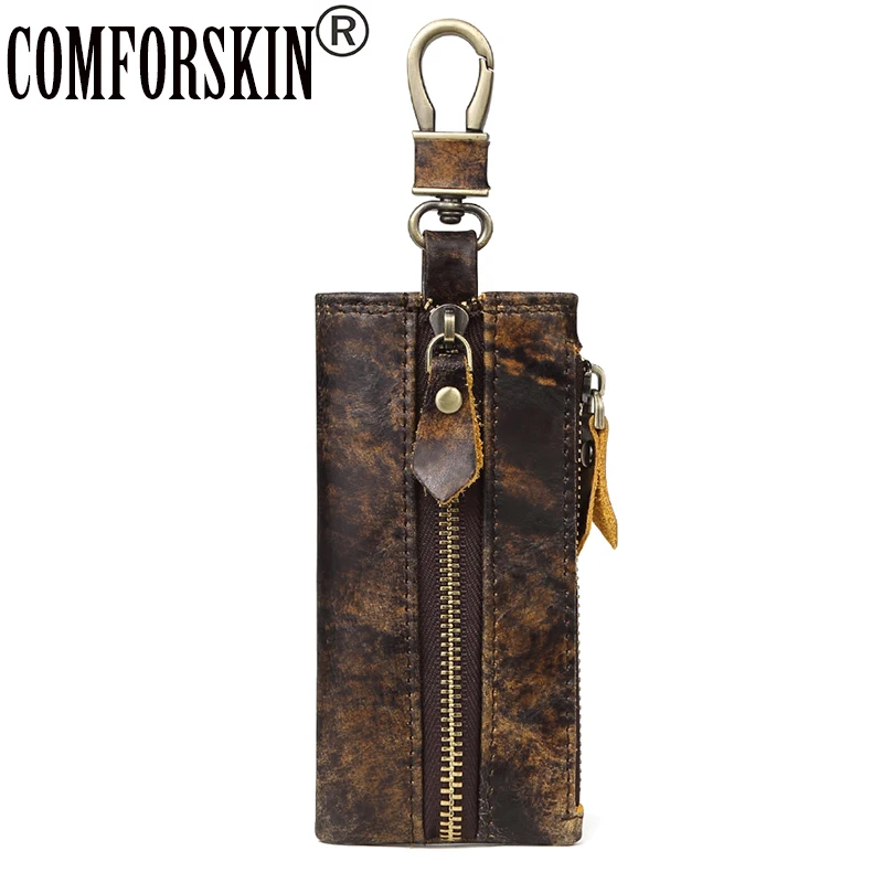 

COMFORSKIN Guaranteed 100% Cowhide Leather Vintage Key wallets New Arrivals Multi-function Key Housekeeper Hot Brand Key Holders