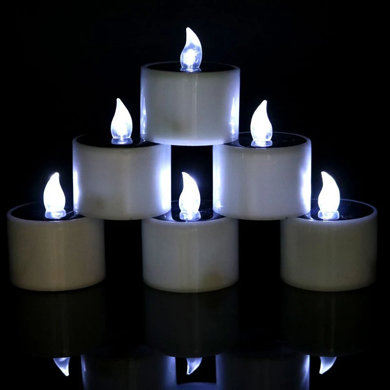 

6 Pcs Solar Power LED Candle Light Flameless Flicker Lamp for Hotel Bar Home Church TSH Shop
