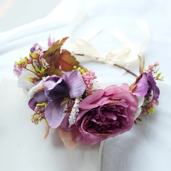 

New bridal Flower Headband Wreath Hairband Bridesmaid headdress Party Flower Hair Accessories wedding Flower Crown garland