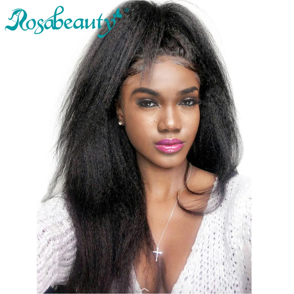 

Kinky Straight Wig 28 30 Inch Lace Front Human Hair Wigs For Women Natural Hairline with Baby Hair Remy Hair Rosabeauty