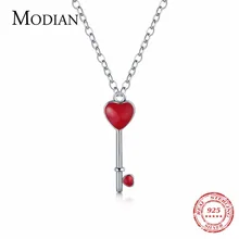 Modian, романтическая 925 пробы, серебро, настоящая эмаль, прекрасный брелок, простая Ювелирная цепочка для женщин, ожерелье из стерлингового серебра, подарок