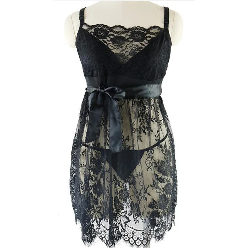 Черное сексуальное Babydoll дамское нижнее белье эротическое Для женщин кружевное