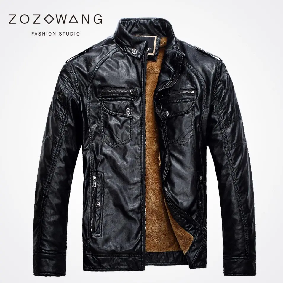Zozowang 2017 Men's retro do the old leather and cashmere leather jacket collar PU leather jacket short paragraph Slim thick Zozowang 2017 Men's retro do the old leather and cashmere leather jacket collar PU leather jacket short paragraph Slim thick
