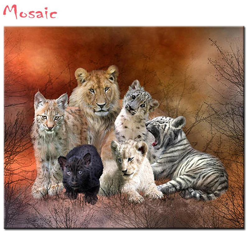 Full Drill circular Diamond animals Pictures Of Rhinestones 5D Painting Cross Stitch Embroidery | Дом и сад
