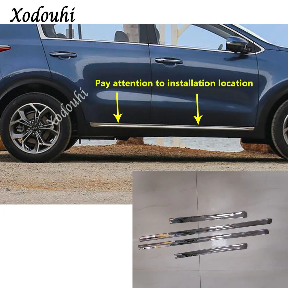 Стайлинг автомобиля стикерами детектор из нержавеющей стали боковой двери обшивки кузова накладка молдинга части 4 шт. для Kia Sportage KX5