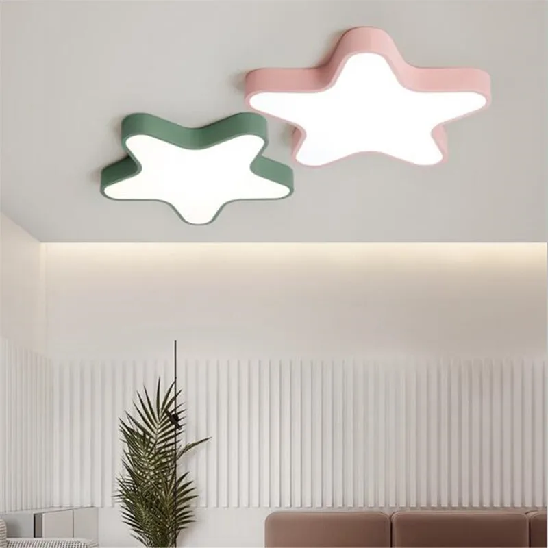 

Marcalon Romantic Nordic Lovely 5 Colors Iron Acrylic Star Led Ceiling Lamp for Bedroom Children's Room Kindergarten 45/60cm