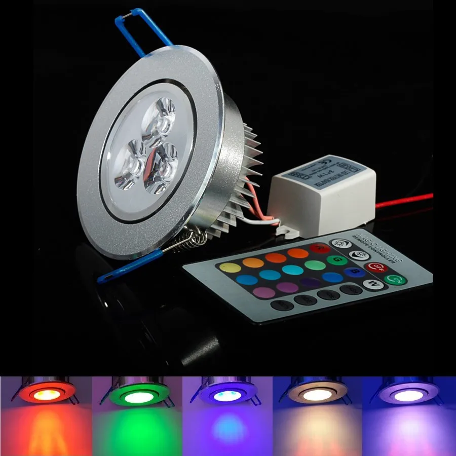 Multicolor LED Ceiling Light Recessed Spot light AC85 265V RGB/Red/Blue