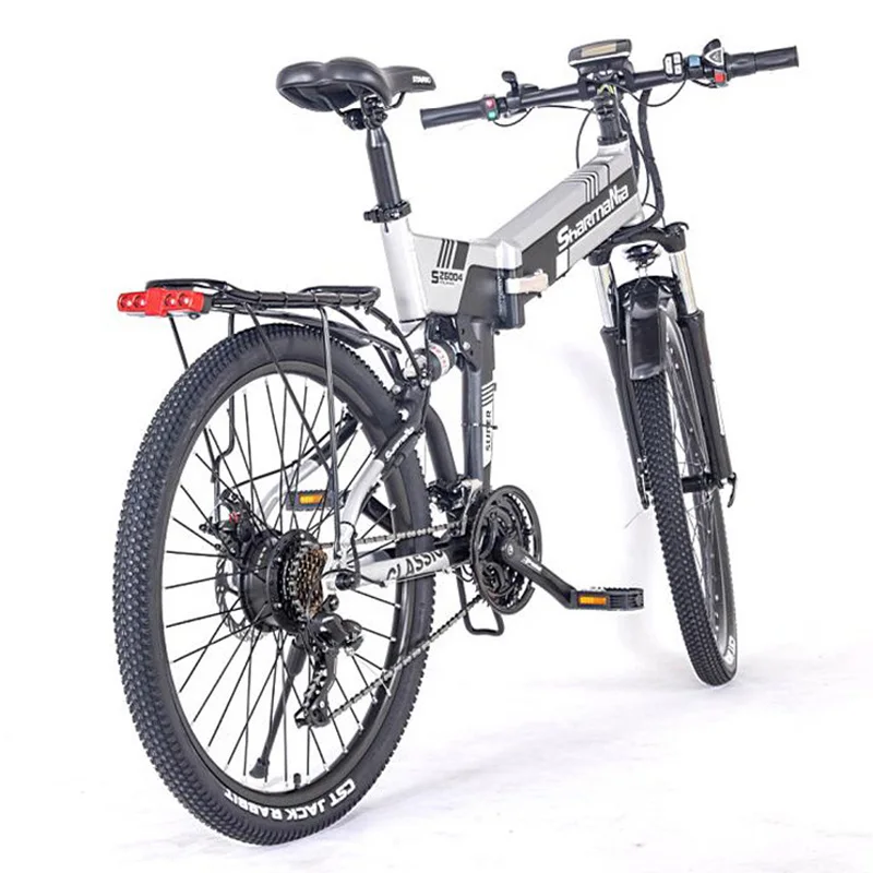 Sale Foldable Electric Bike 48V 350w 13AH Lithium Battery Mountain Electric Power assiste Cycle  Double seat  Aluminium alloy Ebike 2