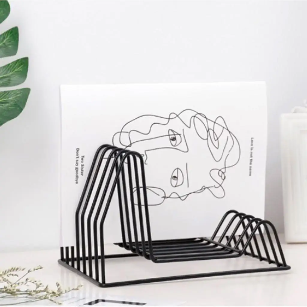 European Slot Metal Desk Organizer Office Desktop Document File Organizer Bookshelf Rack Magazine Newspaper Storage Holder