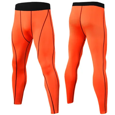 Спортивные брюки мужские Фитнес Тренировочные штаны дышащие Bpeed сухие брюки мужские стрейч-колготки - Цвет: Orange