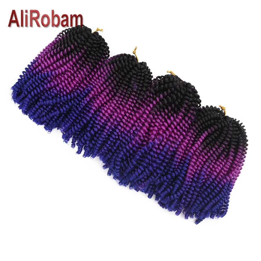 

AliRobam Crochet Braids Ombre Brown Spring Twist Curly Synthetic Hair Extensions Braided Kinky Curly Hair For Braids 8 inch